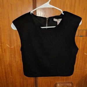 S Black Padded Shoulder Crop top